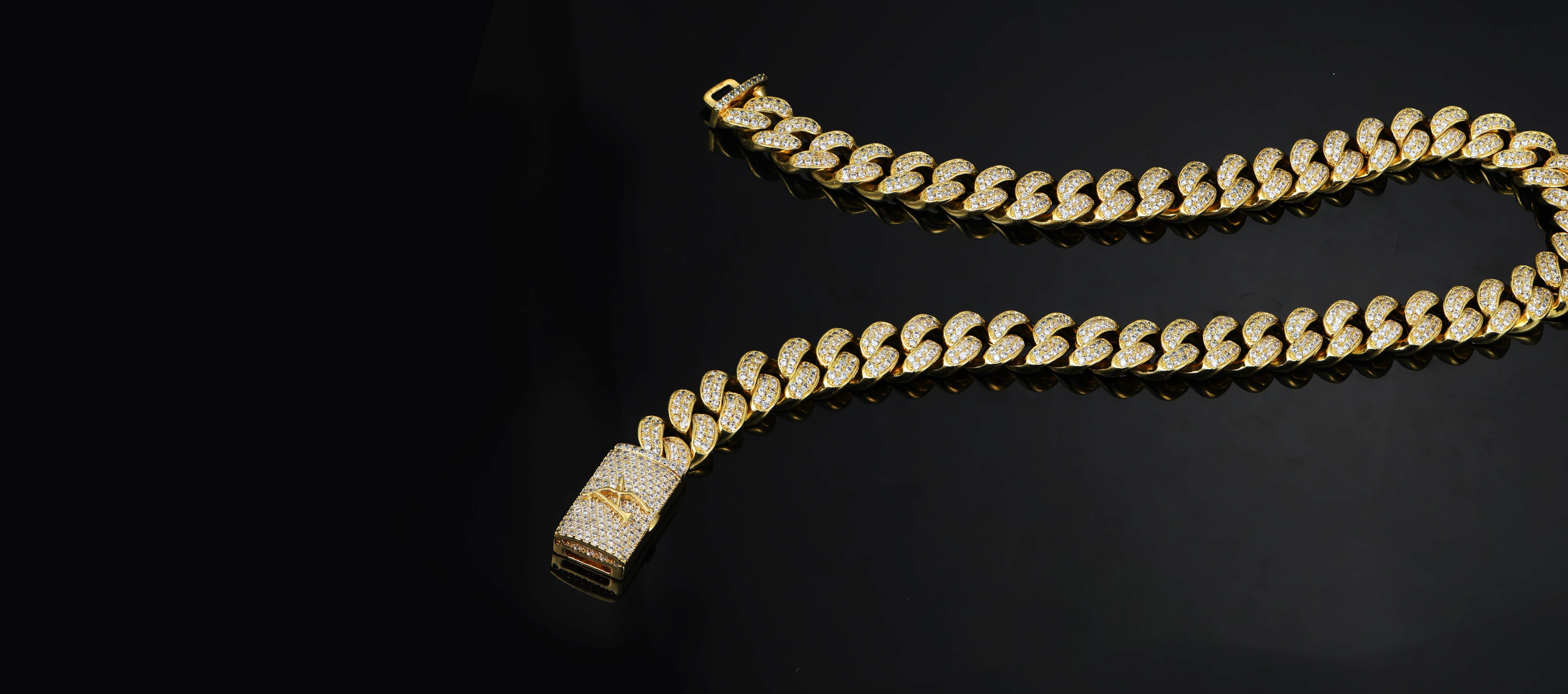 Miami Cuban link chain featuring a bold iced-out design.