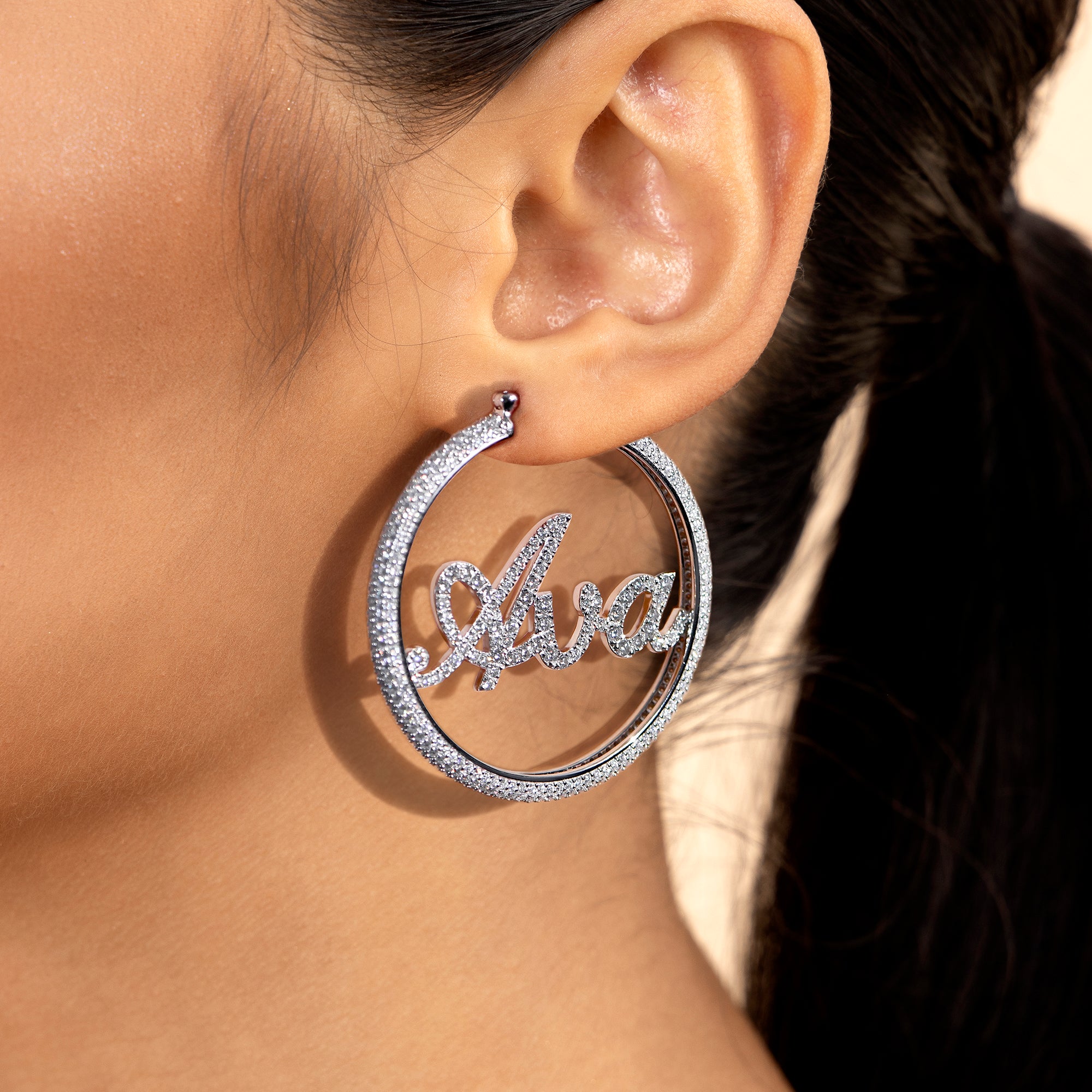 Custom 45mm Name Hoop Earring