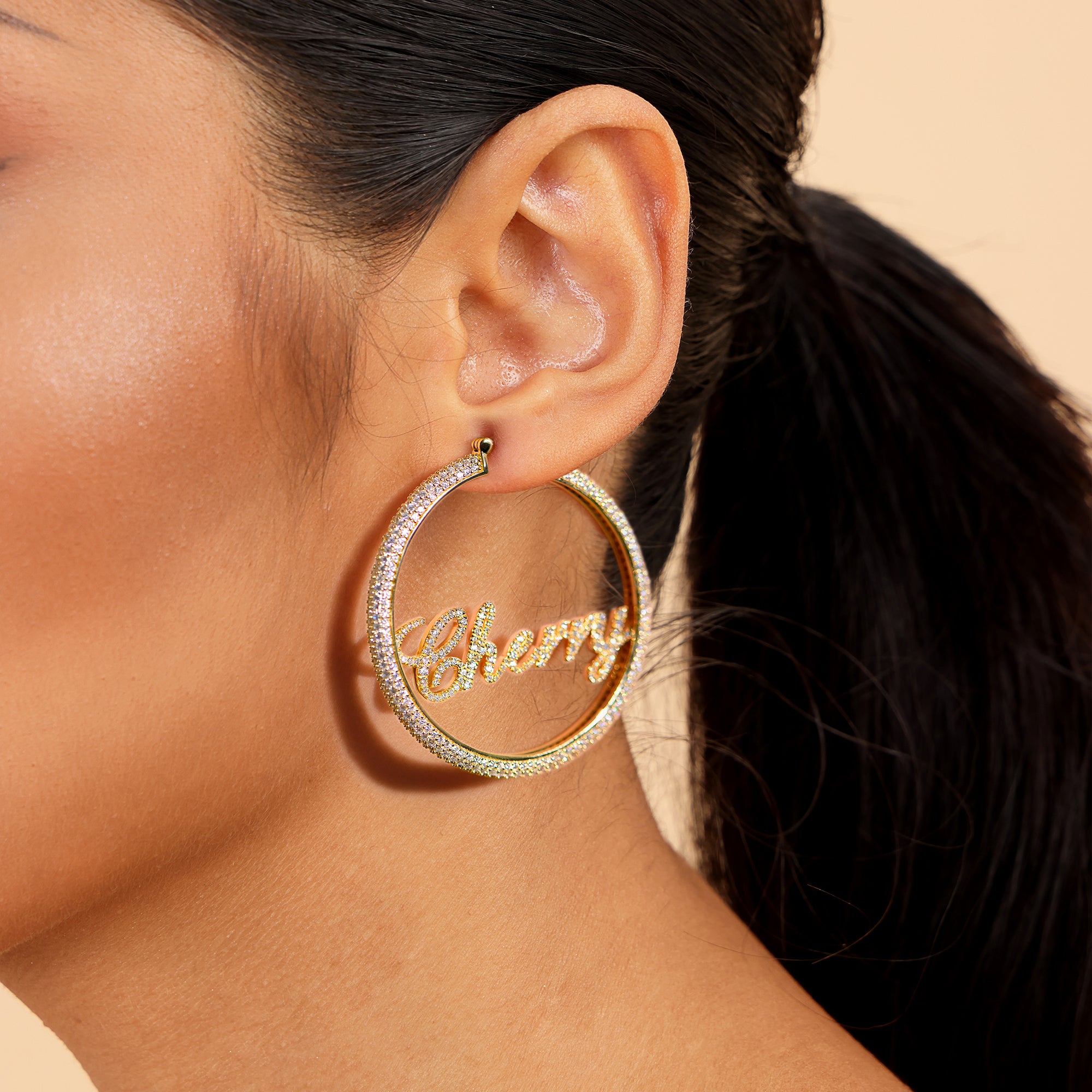 Custom 45mm Name Hoop Earring