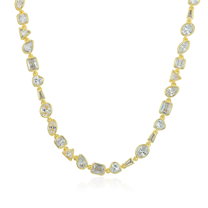 Mixed Shape Gemstone Bezel Chain - 6mm - APORRO