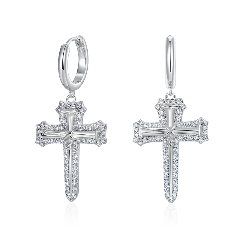 Nail Cross Dangly Earring - APORRO