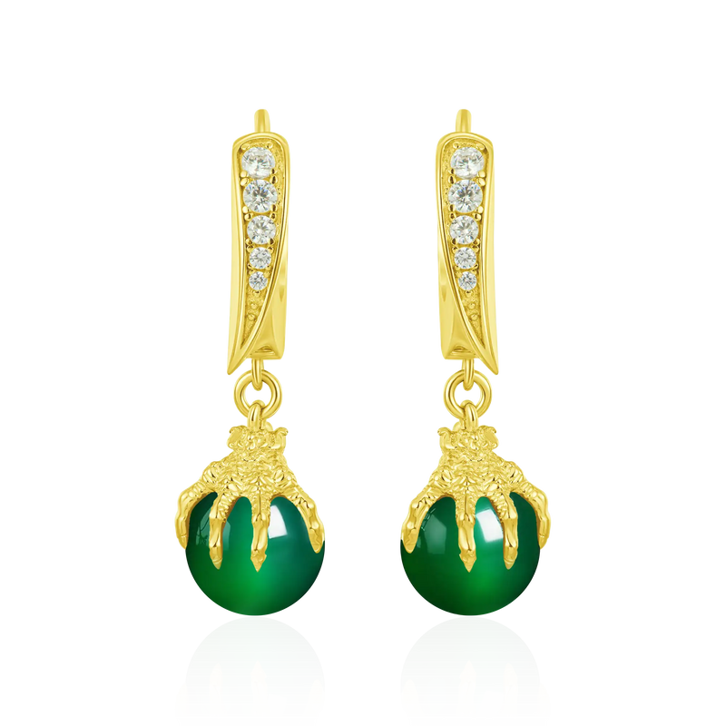 WONG Ⅱ Ridge Iced Out Jade Drop Earrings - Urban Jewelry - APORRO