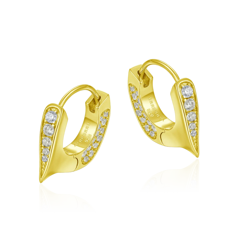 WONG Ⅱ Ridge Iced Out Hoop Earrings - Urban Jewelry - APORRO