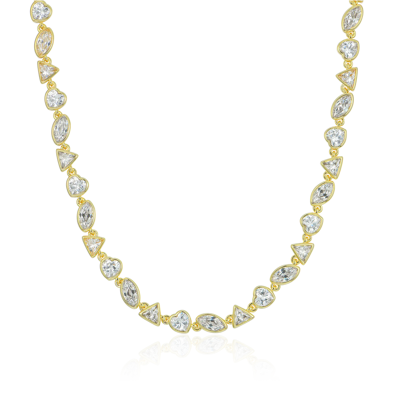 Mixed Shape Gemstone Bezel Chain - 6mm - APORRO