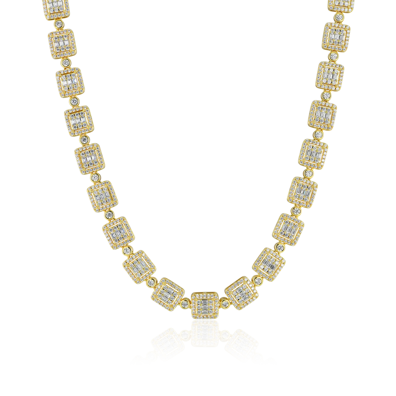 Baguette Cut Mix Tennis Chain - 10mm - APORRO