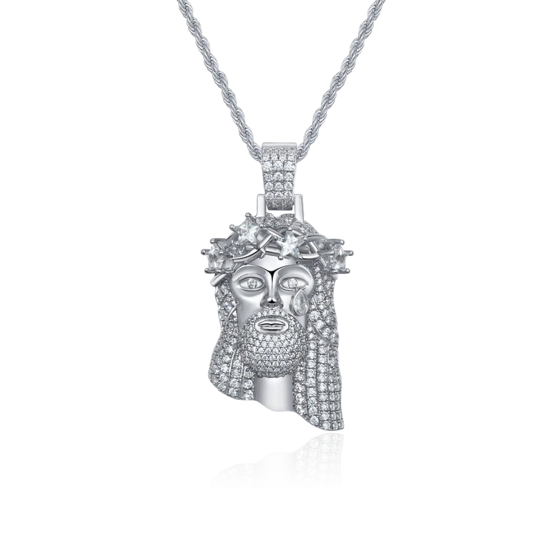 White Gold Stellar Jesus Pendant - Small - APORRO