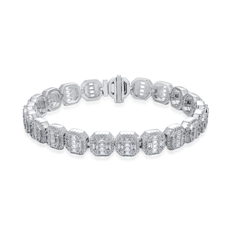 Baguette Moissanite Clustered Tennis Bracelet - 8mm - APORRO