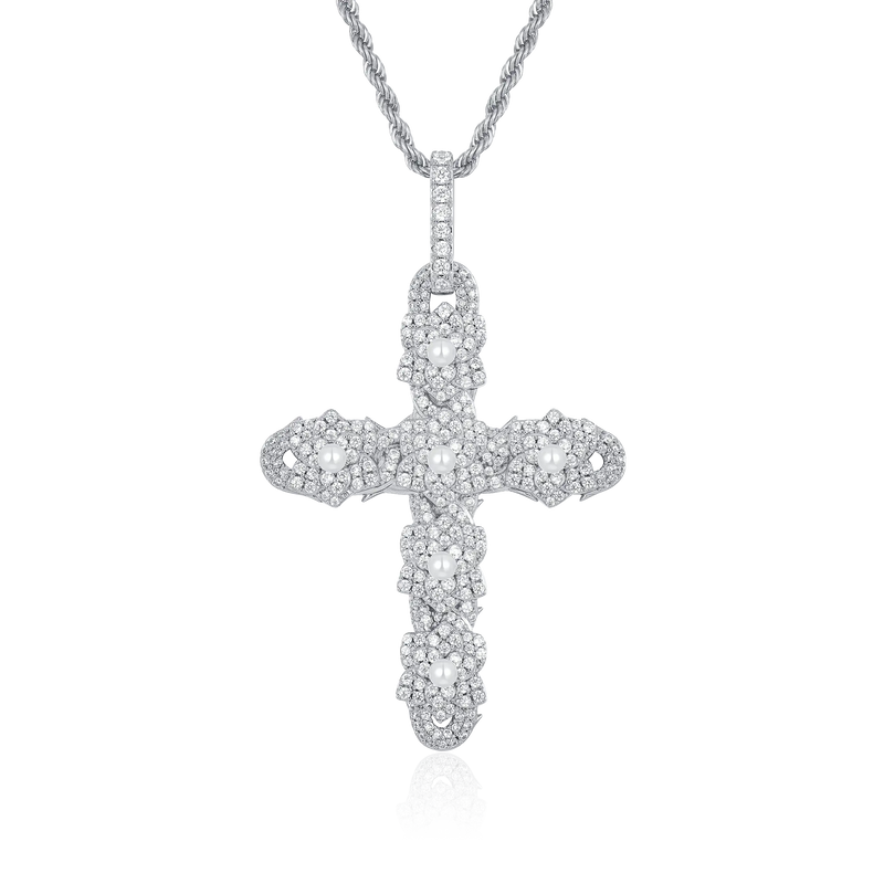 Pearl Rose Cross Pendant - APORRO