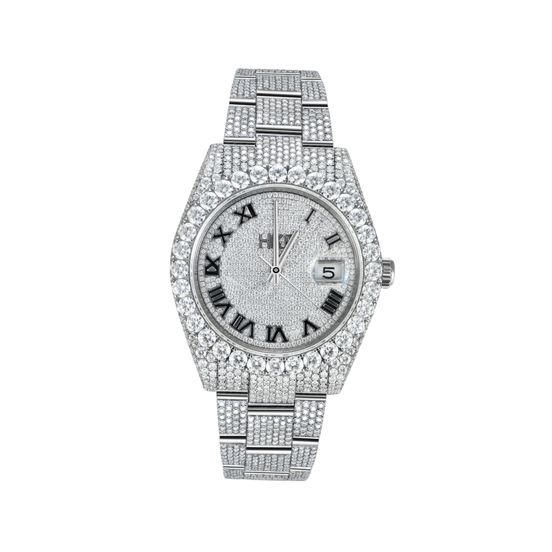 Custom 44mm Bust Down Moissanite Diamond Watch - APORRO