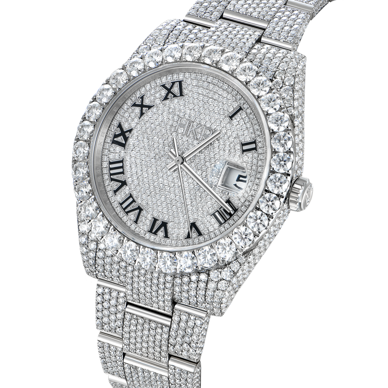 Custom 44mm Bust Down Moissanite Diamond Watch - APORRO