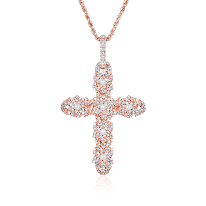 Pearl Rose Cross Pendant - APORRO