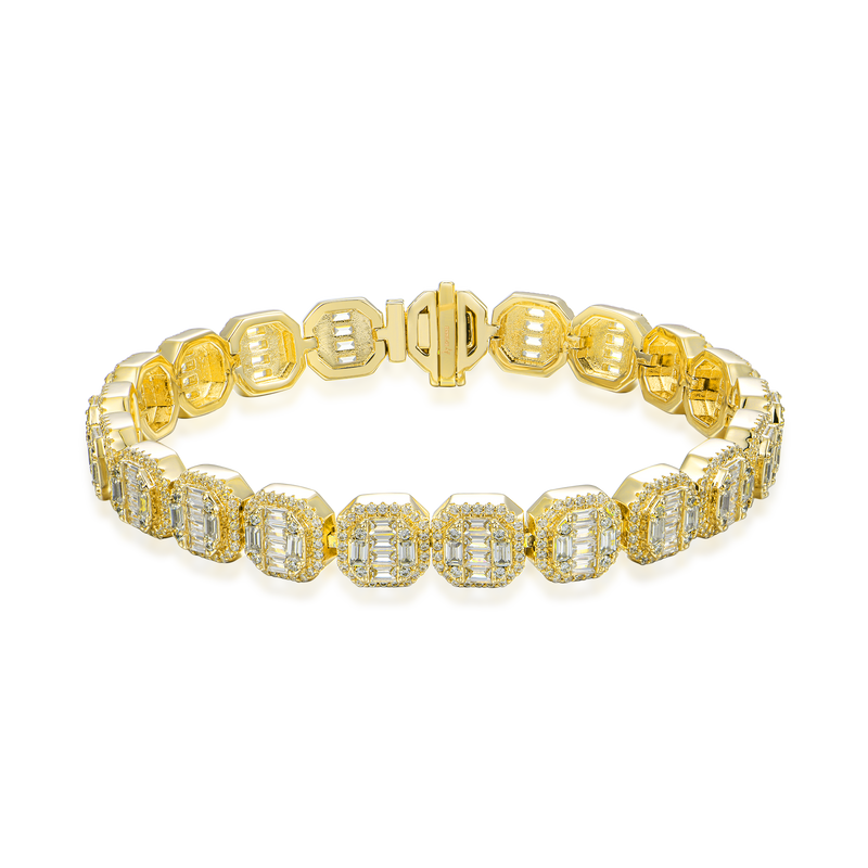 Baguette Clustered Tennis Bracelet - 8mm - APORRO