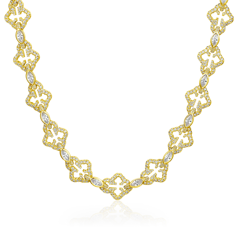 Marquise Cut Mix Bottoni Cross Link Chain - 12mm - APORRO