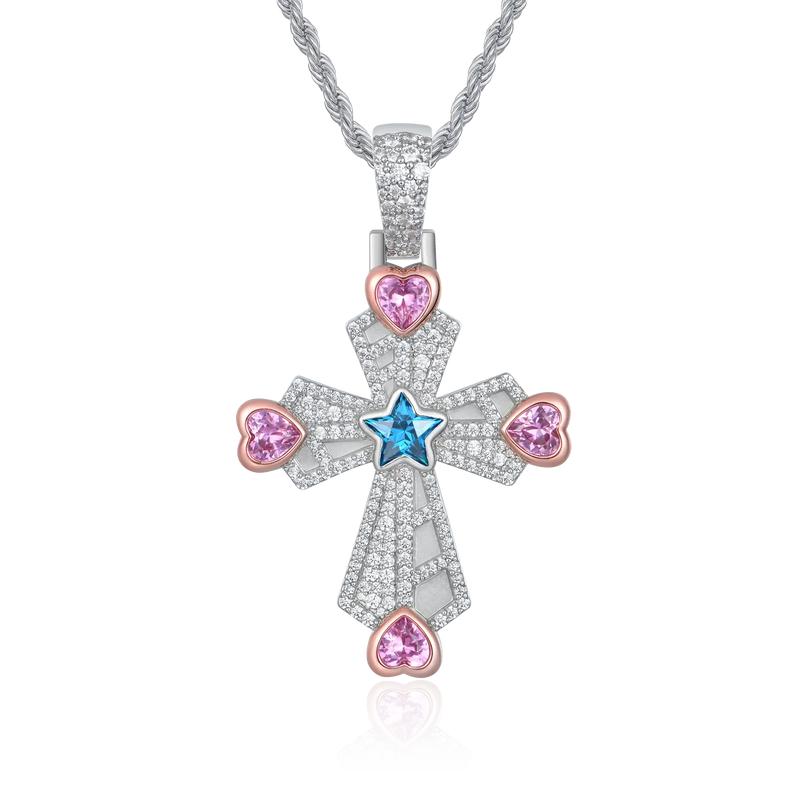 LaFlare Mini Church On Iced Cross Pendant - APORRO