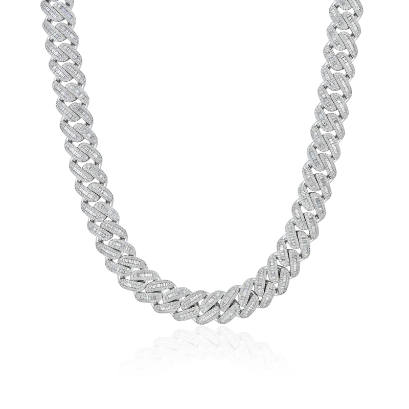 Halo Baguette Cut Cuban Link Chain - APORRO