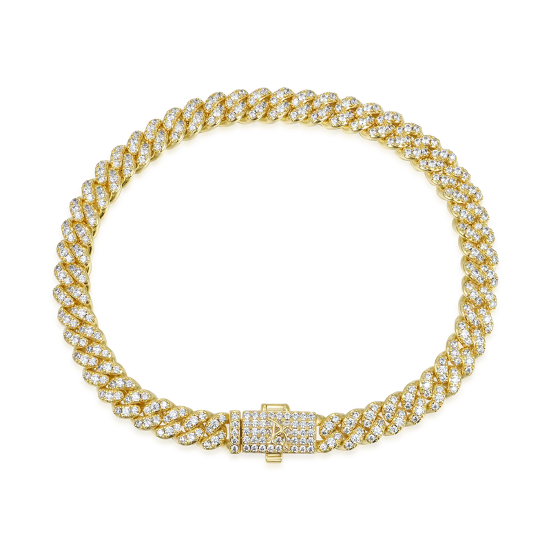 Micro Round Cut Moissanite Cuban Link Bracelet - 6mm - APORRO