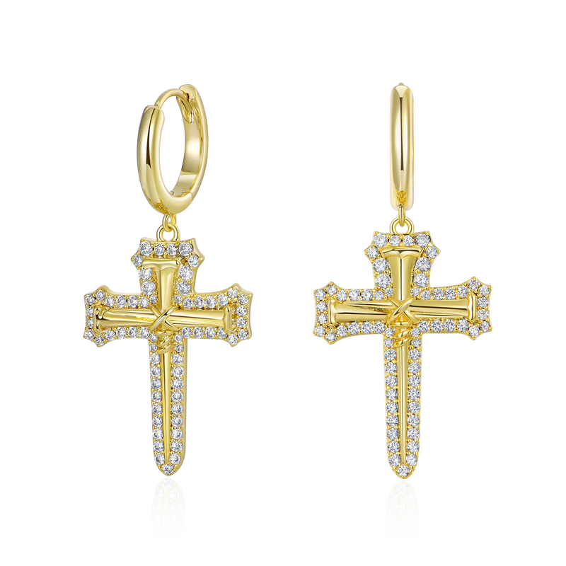 Nail Cross Dangly Earring - APORRO