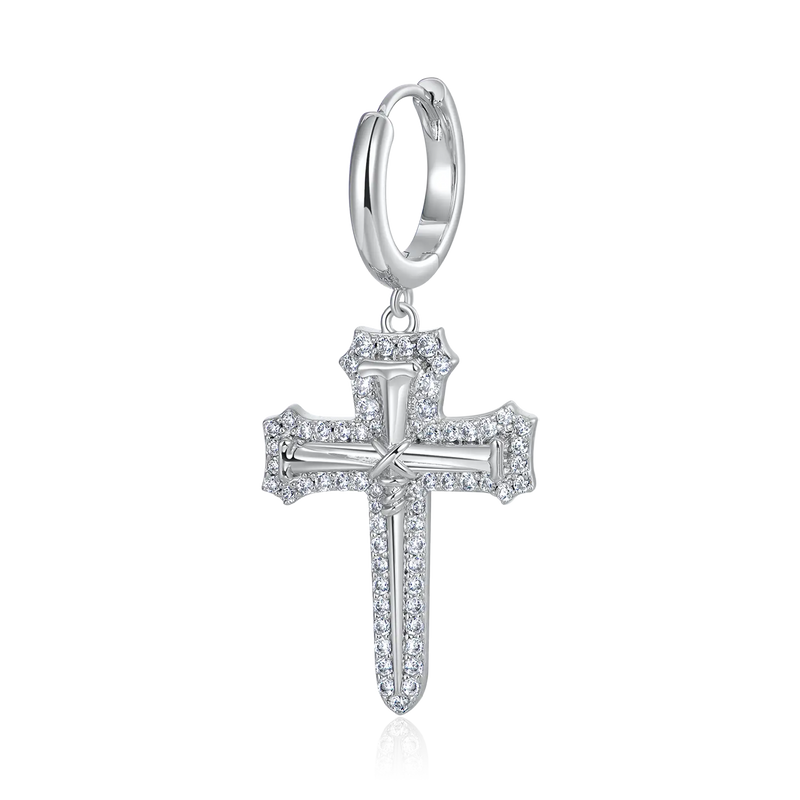 Nail Cross Dangly Earring - APORRO