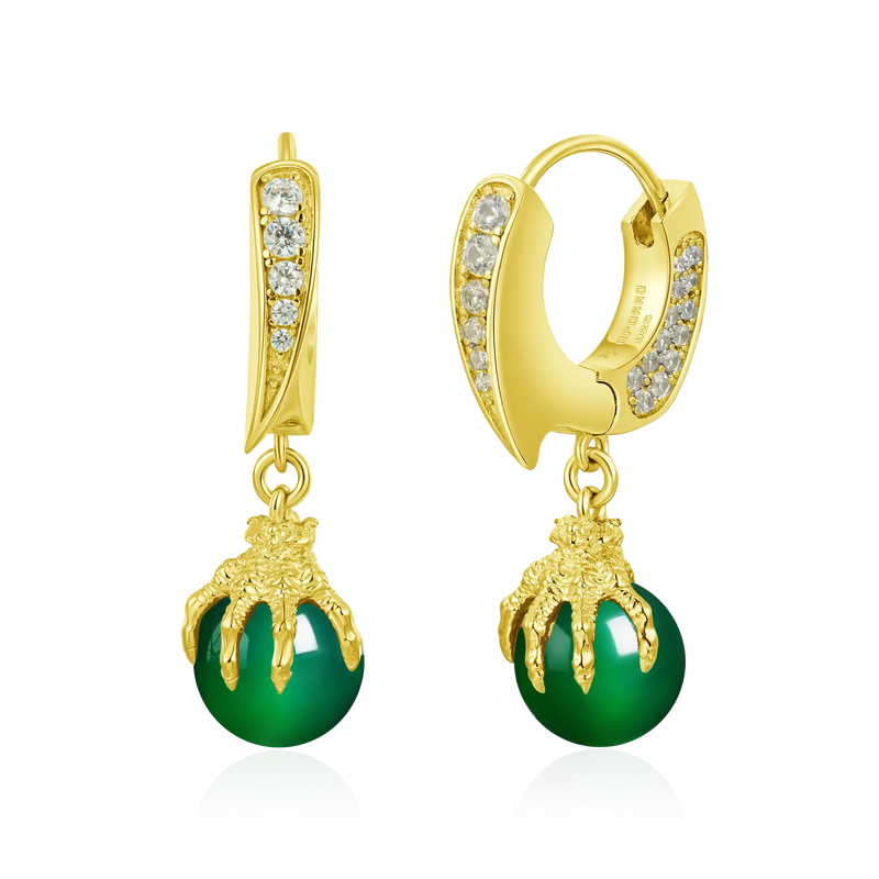 WONG Ⅱ Ridge Iced Out Jade Drop Earrings - Urban Jewelry - APORRO