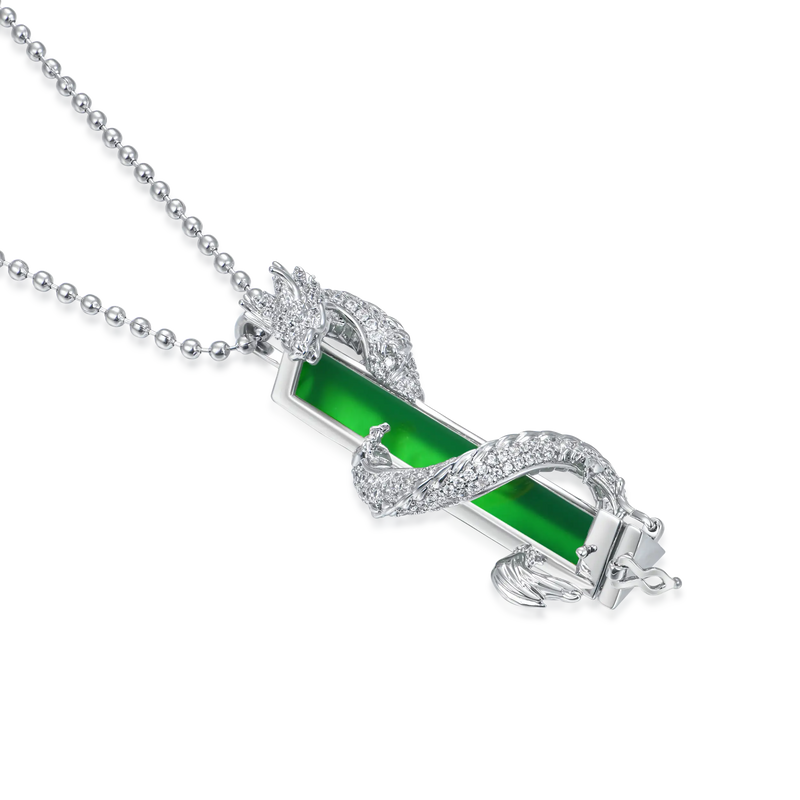 WONG Ⅱ Iced Out Jade Column Pendant - Urban Jewelry - APORRO