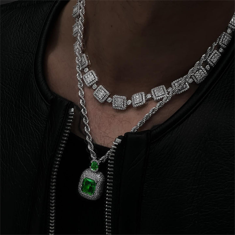 Crushed Ice Emerald Cut Pendant - APORRO