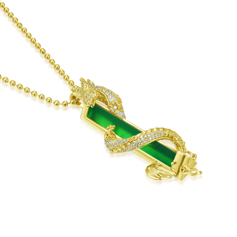 WONG Ⅱ Iced Out Jade Column Pendant - Urban Jewelry - APORRO