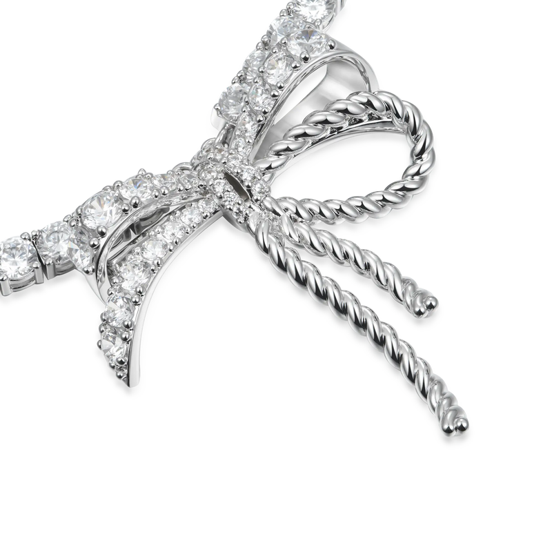 Iced Out Tennis Ribbon Tie Necklace - 5mm - APORRO