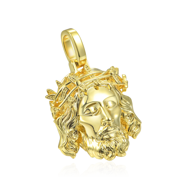 Jesus Piece Plain Gold Pendant - Micro - APORRO