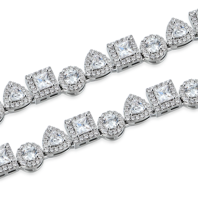 Princess Cut Mix Clustered Tennis Chain - 7mm - APORRO