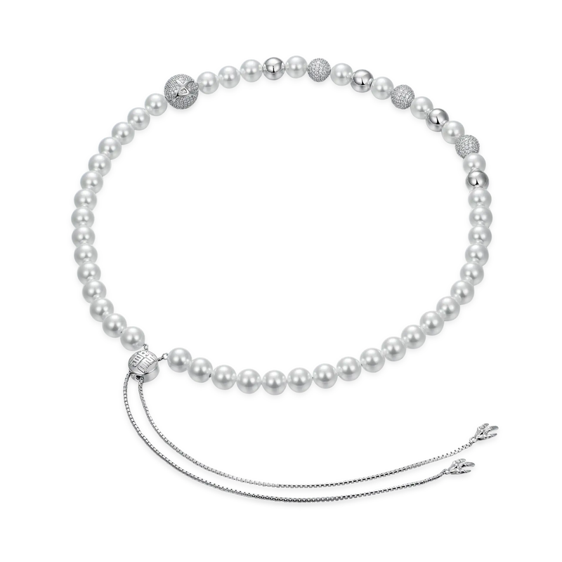 WONG Dragon Pearl and Bead Adjustable Choker Necklace - APORRO