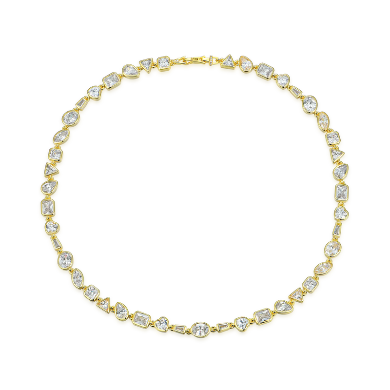 Mixed Shape Gemstone Bezel Chain - 6mm - APORRO