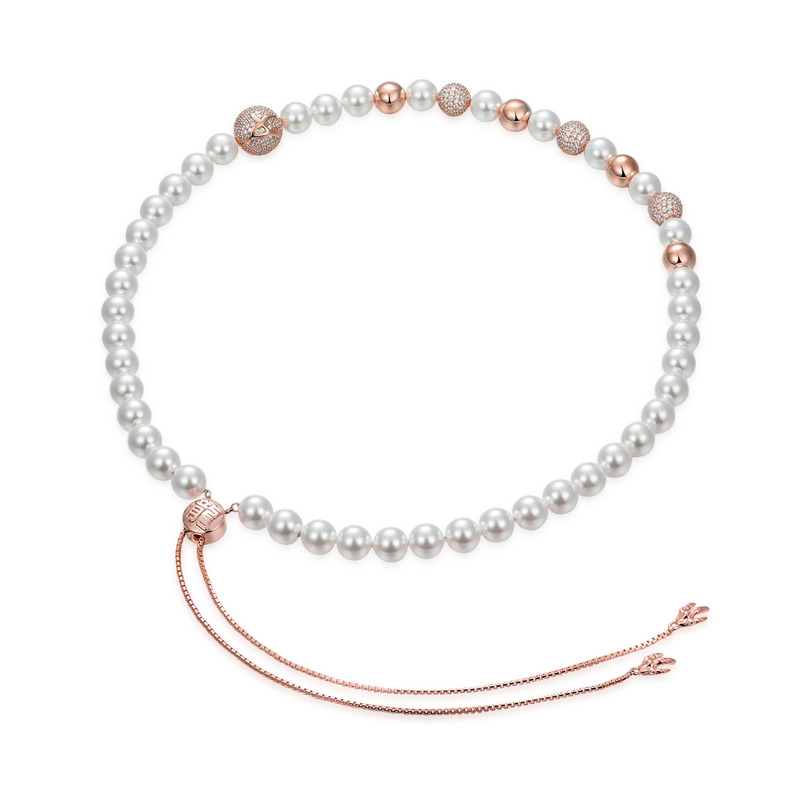 WONG Dragon Pearl and Bead Adjustable Choker Necklace - APORRO