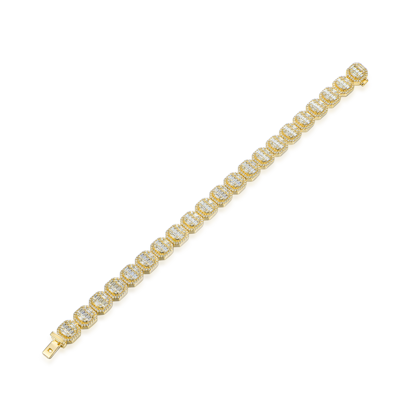 Baguette Clustered Tennis Bracelet - 8mm - APORRO