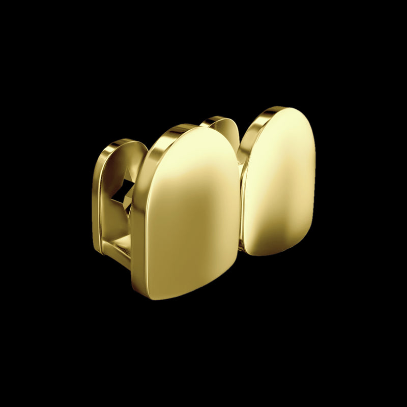 Pre-made Double Caps Classic Gold Grillz - Iced-out Gold Grillz Teeth - APORRO