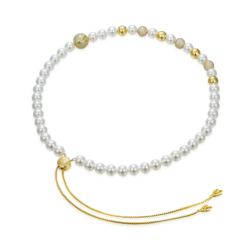 WONG Dragon Pearl and Bead Adjustable Choker Necklace - APORRO