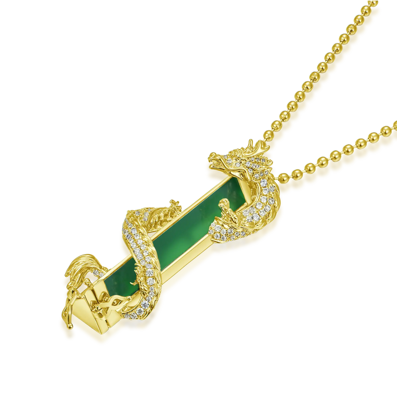 WONG Ⅱ Iced Out Jade Column Pendant - Urban Jewelry - APORRO