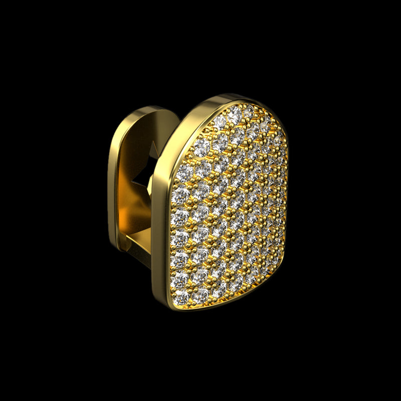 Pre-made Double Cap Iced Out Gold Grillz - Silver & Gold Grillz Teeth - APORRO