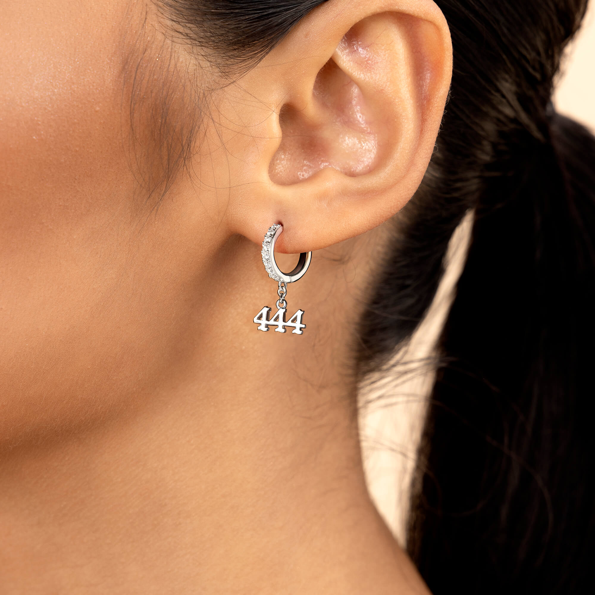 Women's Angel Number Dangly Earring - 444