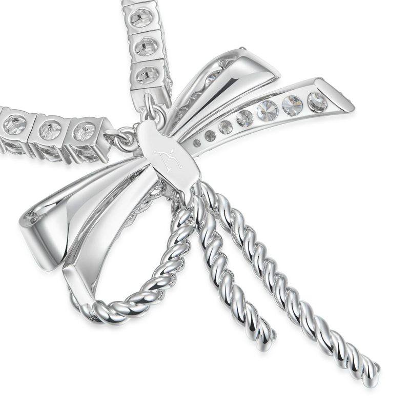 Iced Out Tennis Ribbon Tie Necklace - 5mm - APORRO