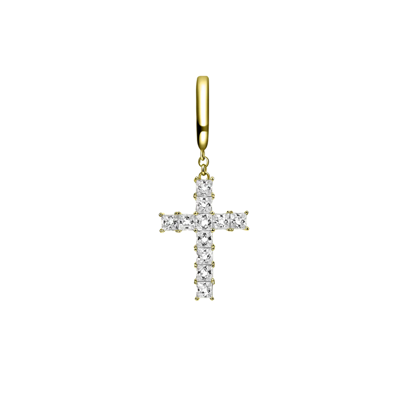 Tennis Cross Earring - 925 silver dangly cross earring - APORRO