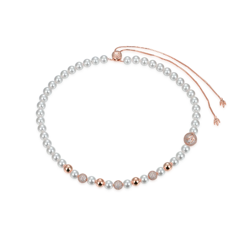 WONG Dragon Pearl and Bead Adjustable Choker Necklace - APORRO