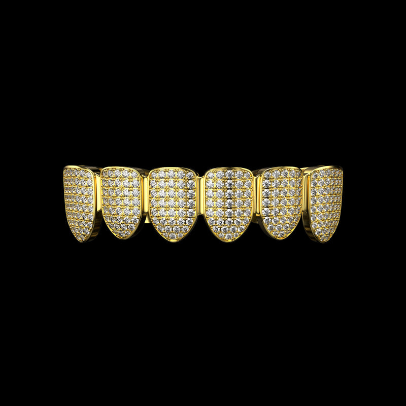 Pre-made Iced White Gold Grillz - Silver Grillz Teeth For Men & Women - APORRO