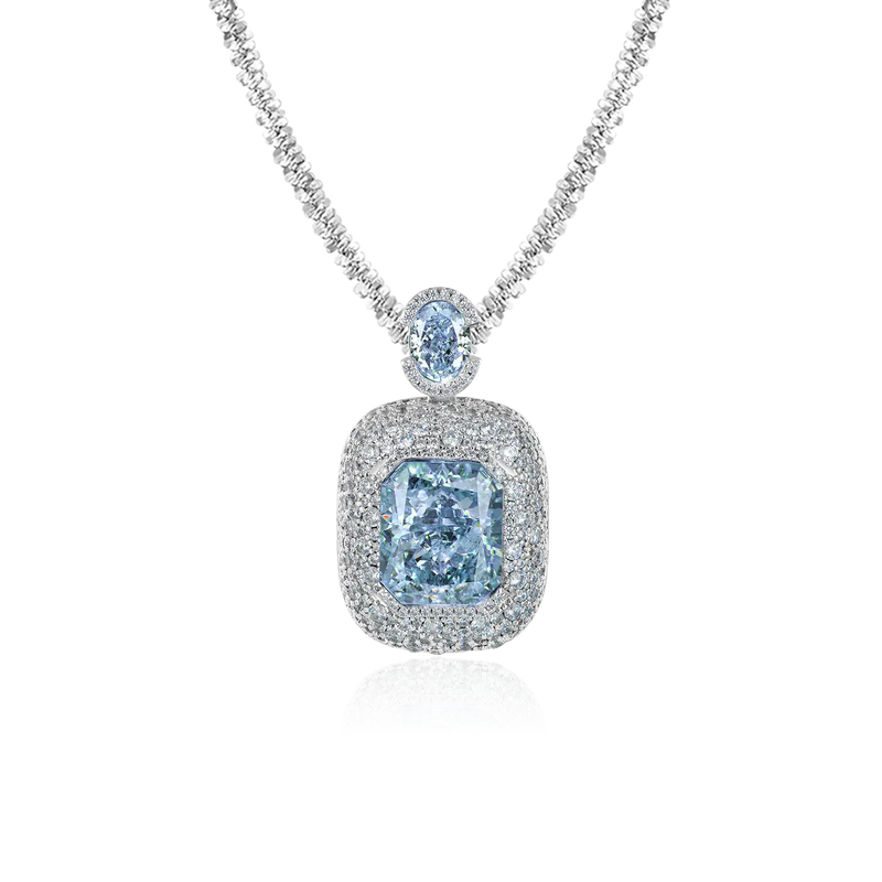 Crushed Ice Emerald Cut Pendant - APORRO