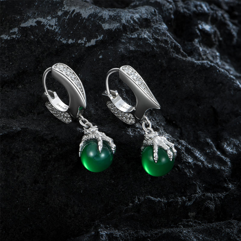 WONG Ⅱ Ridge Iced Out Jade Drop Earrings - Urban Jewelry - APORRO