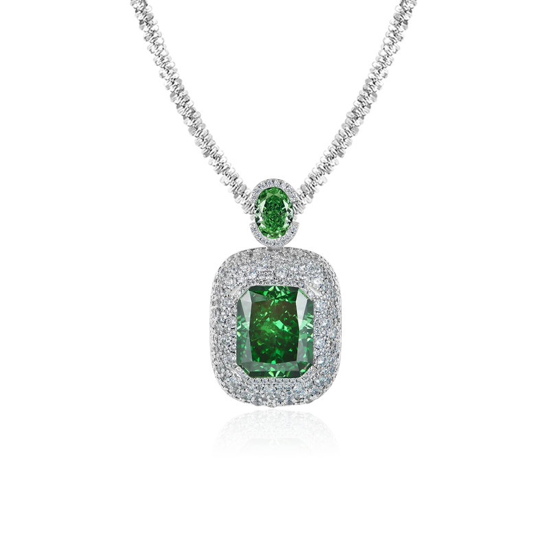 Crushed Ice Emerald Cut Pendant - APORRO