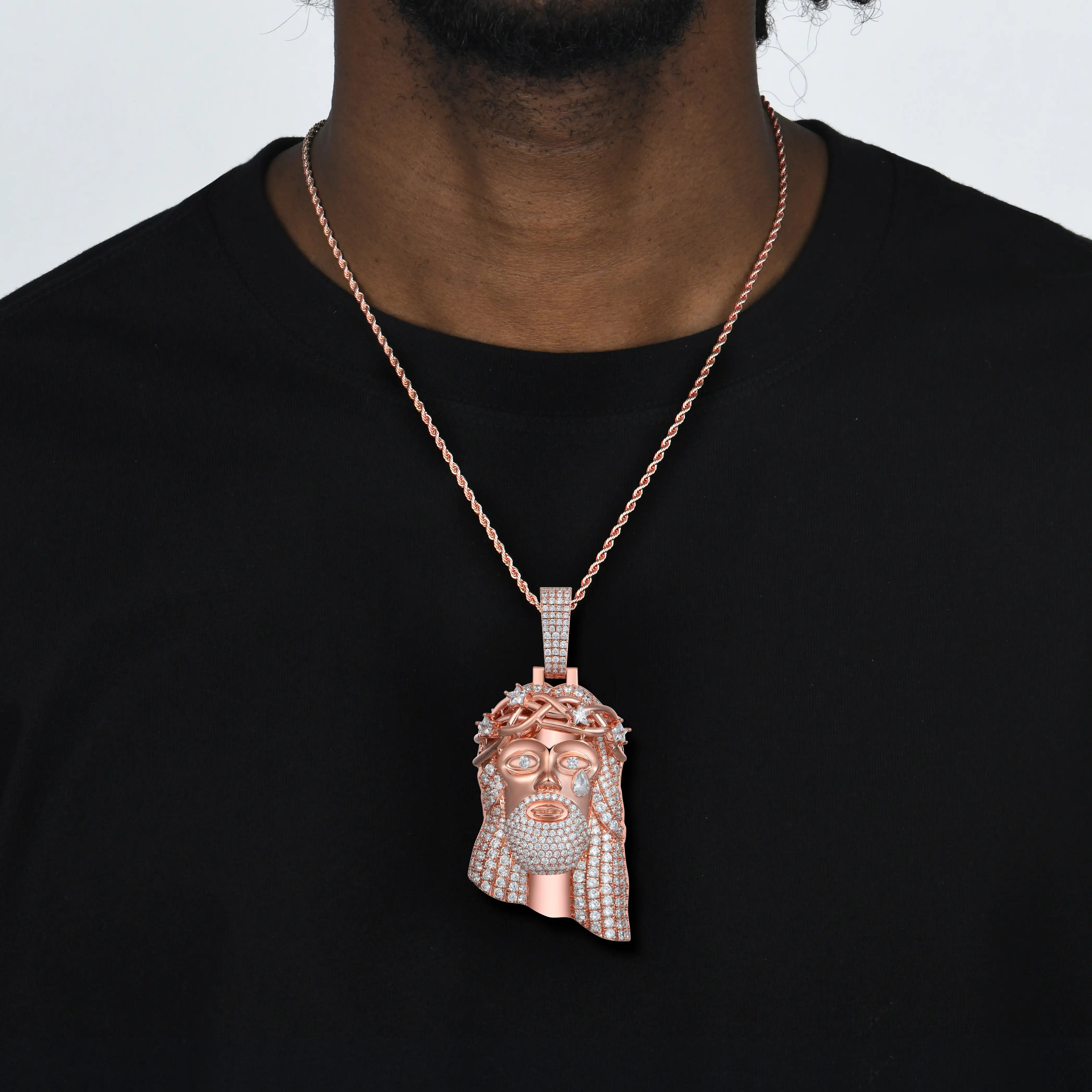 Rose Gold Stellar Jesus Pendant - Large