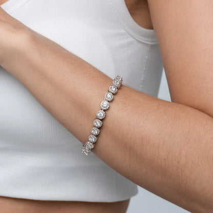 Round Cut Clustered Tennis Bracelet - 7mm