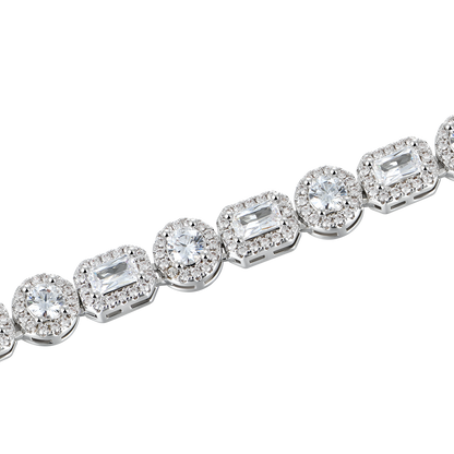 Moissanite Emerald Cut Mix Clustered Tennis Bracelet - 7mm