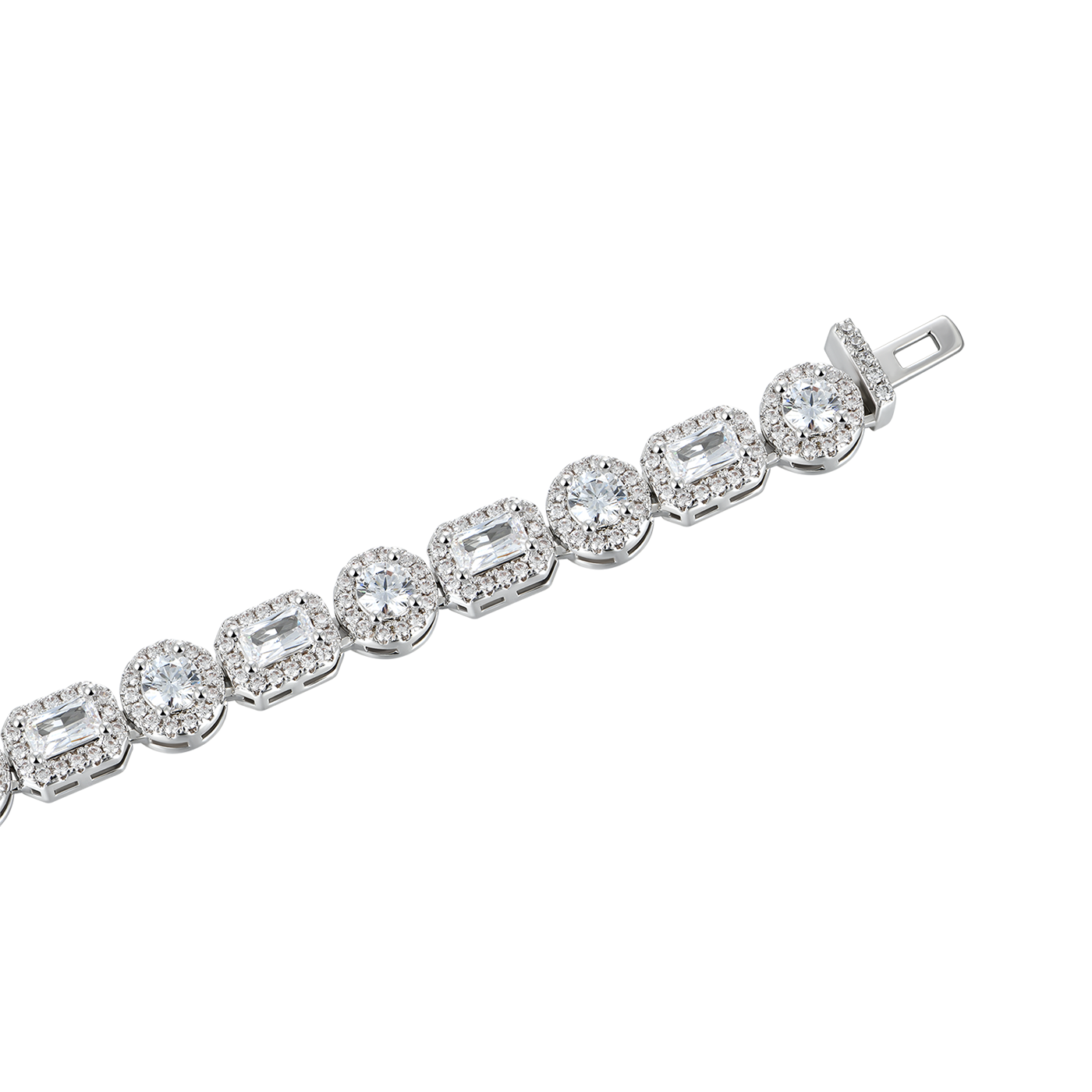 Moissanite Emerald Cut Mix Clustered Tennis Bracelet - 7mm