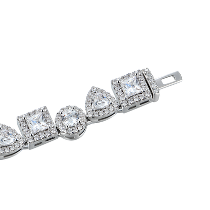 Princess Cut Mix Clustered Tennis Bracelet - 7mm